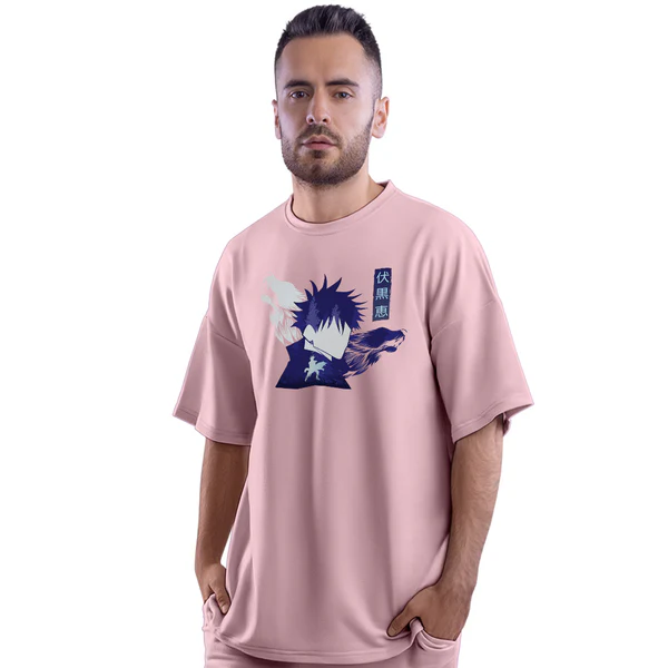 Jujutsu Kaisen Megumi Pink Unisex Oversized T-Shirt - Image 3