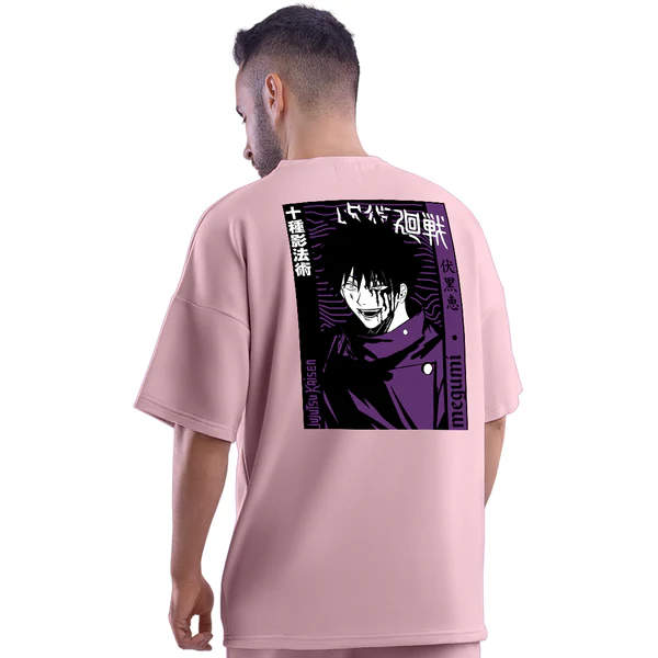 Jujutsu Kaisen Megumi Pink Unisex Oversized T-Shirt - Image 2