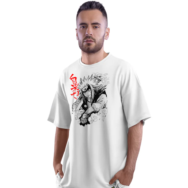 Naruto Vs. Pain White Unisex Oversized T-Shirt - Image 2