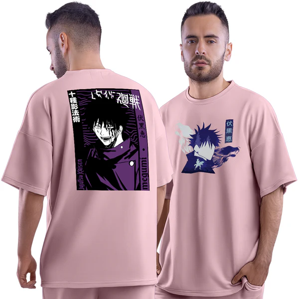 Jujutsu Kaisen Megumi Pink Unisex Oversized T-Shirt